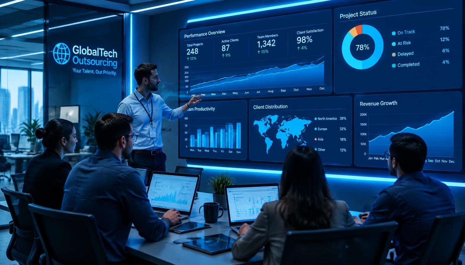 Back office team processing data and reports