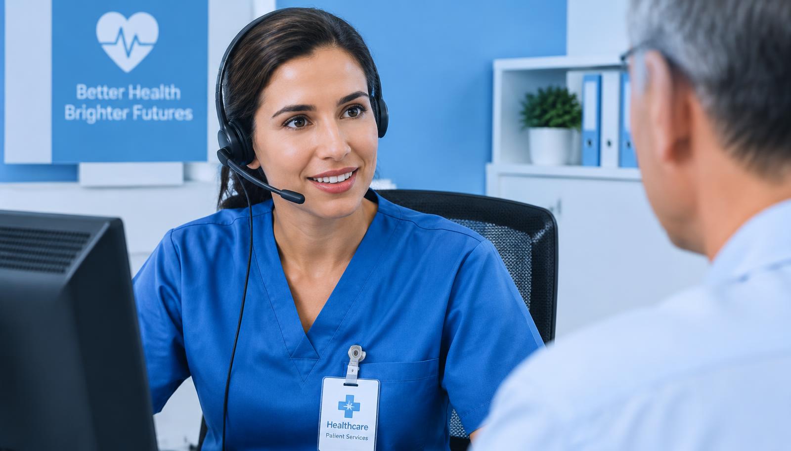 Healthcare customer service agent assisting patients