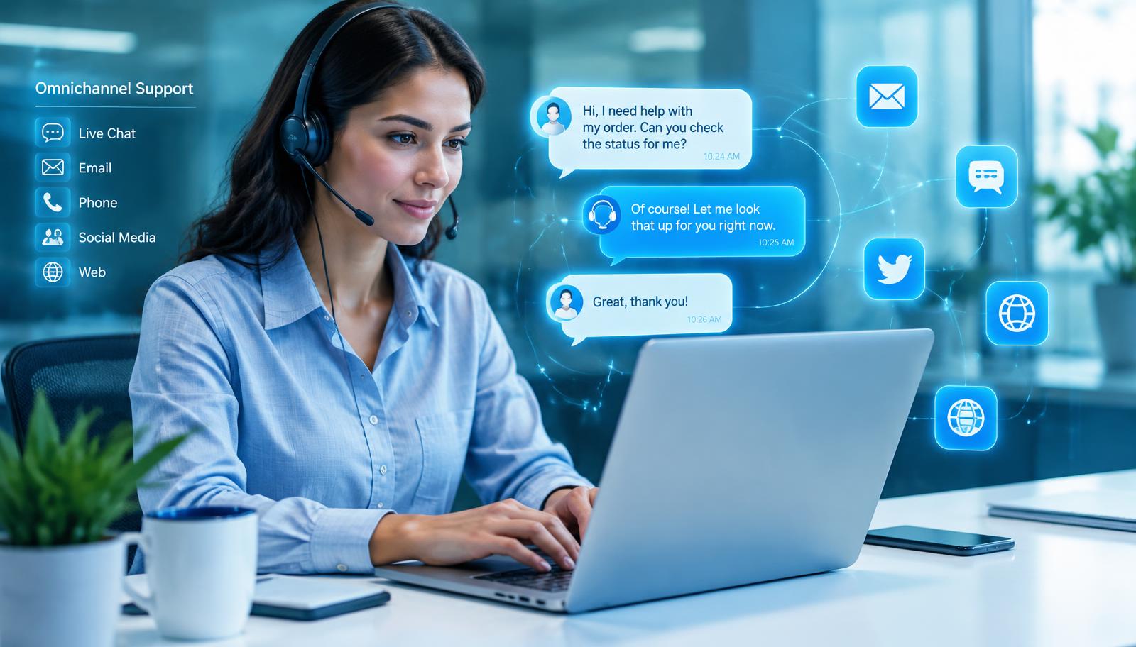 Omnichannel support team handling chat, email and phone